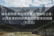 蜂鸟影院影视在线观看完整体验记录：从找资源到持续使用的完整体验链路（对比后）