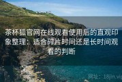 茶杯狐官网在线观看使用后的直观印象整理：适合碎片时间还是长时间观看的判断