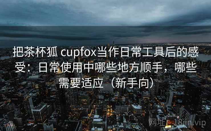 把茶杯狐 cupfox当作日常工具后的感受：日常使用中哪些地方顺手，哪些需要适应（新手向）