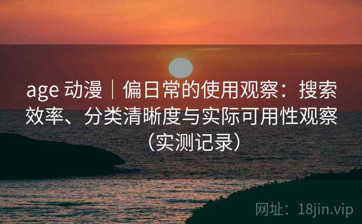 age 动漫｜偏日常的使用观察：搜索效率、分类清晰度与实际可用性观察（实测记录）